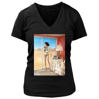 Hilary Rhoda Women's Deep V-Neck TShirt