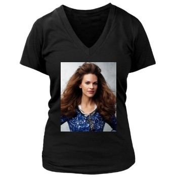 Hilary Swank Women's Deep V-Neck TShirt