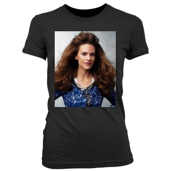 Hilary Swank Women's Junior Cut Crewneck T-Shirt