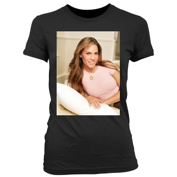 Hilary Swank Women's Junior Cut Crewneck T-Shirt