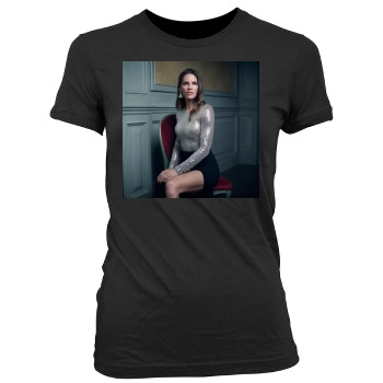 Hilary Swank Women's Junior Cut Crewneck T-Shirt