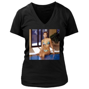 Holly Valance Women's Deep V-Neck TShirt