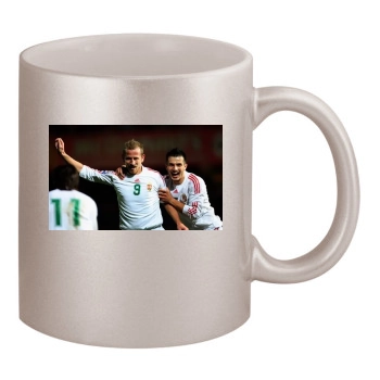 Hungary National football team 11oz Metallic Silver Mug