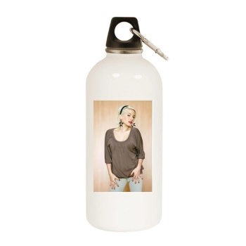 Jeanette Biedermann White Water Bottle With Carabiner