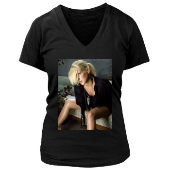 Jeanette Biedermann Women's Deep V-Neck TShirt