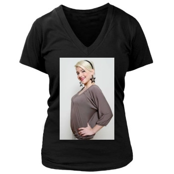 Jeanette Biedermann Women's Deep V-Neck TShirt