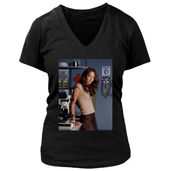 Amy Acker Women's Deep V-Neck TShirt