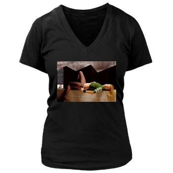 Amy Smart Women's Deep V-Neck TShirt