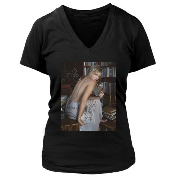 Amy Smart Women's Deep V-Neck TShirt