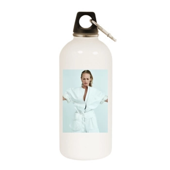 Amber Valletta White Water Bottle With Carabiner