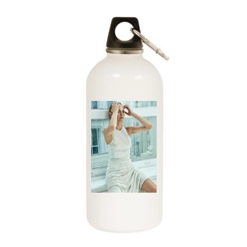 Amber Valletta White Water Bottle With Carabiner