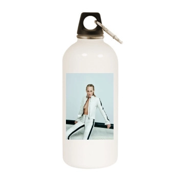 Amber Valletta White Water Bottle With Carabiner