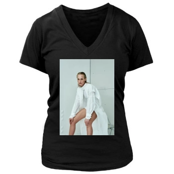 Amber Valletta Women's Deep V-Neck TShirt