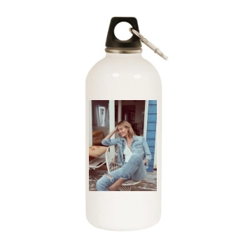 Amber Valletta White Water Bottle With Carabiner