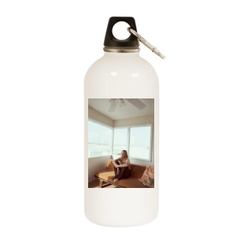 Amber Valletta White Water Bottle With Carabiner