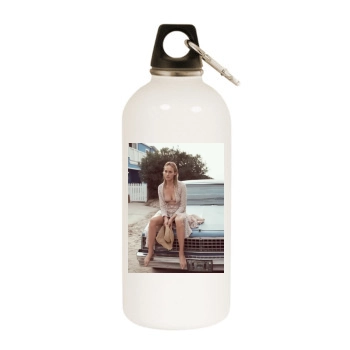 Amber Valletta White Water Bottle With Carabiner