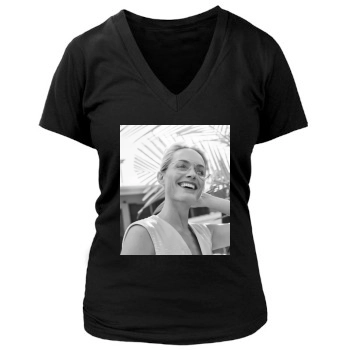 Amber Valletta Women's Deep V-Neck TShirt