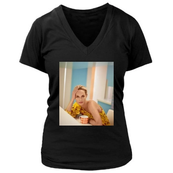 Amber Valletta Women's Deep V-Neck TShirt