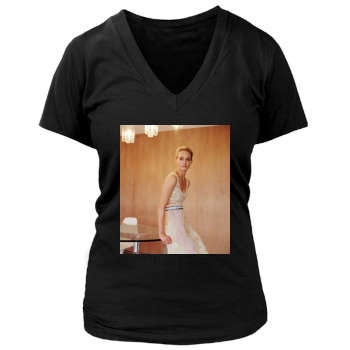 Amber Valletta Women's Deep V-Neck TShirt