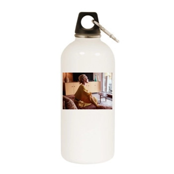 Amber Valletta White Water Bottle With Carabiner