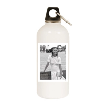 Amber Valletta White Water Bottle With Carabiner