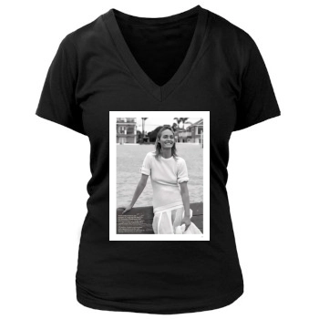 Amber Valletta Women's Deep V-Neck TShirt