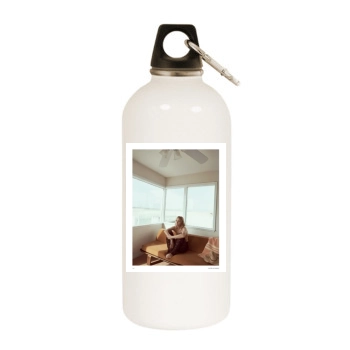 Amber Valletta White Water Bottle With Carabiner