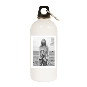 Amber Valletta White Water Bottle With Carabiner