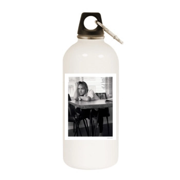 Amber Valletta White Water Bottle With Carabiner