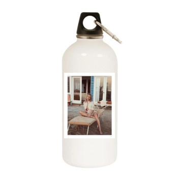 Amber Valletta White Water Bottle With Carabiner