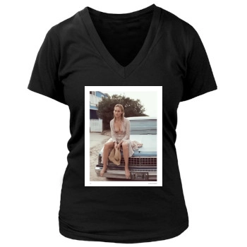 Amber Valletta Women's Deep V-Neck TShirt