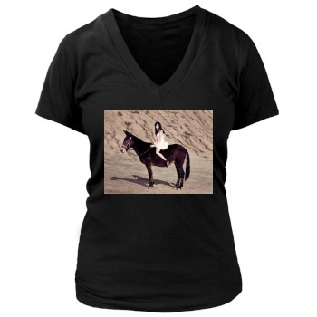 Aubrey Plaza Women's Deep V-Neck TShirt