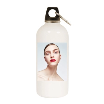 Hedvig Palm White Water Bottle With Carabiner