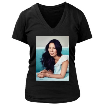 Olivia Munn Women's Deep V-Neck TShirt