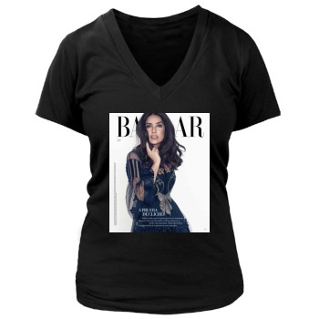 Salma Hayek Women's Deep V-Neck TShirt