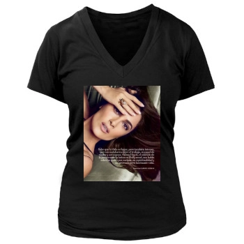 Salma Hayek Women's Deep V-Neck TShirt