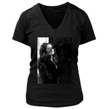 Salma Hayek Women's Deep V-Neck TShirt