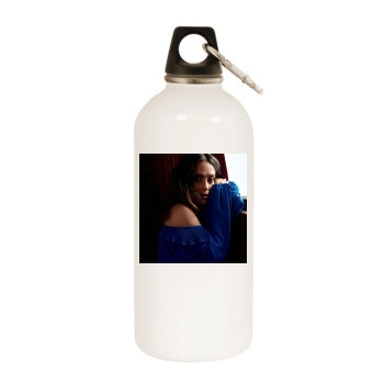 Salma Hayek White Water Bottle With Carabiner