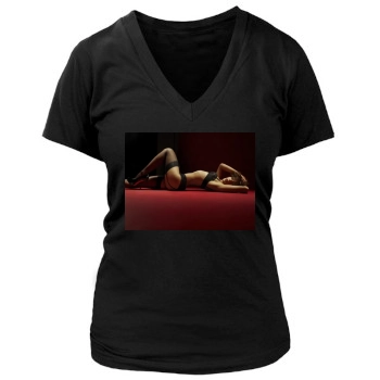 Sarah Shahi Women's Deep V-Neck TShirt