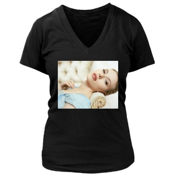 Scarlett Johansson Women's Deep V-Neck TShirt