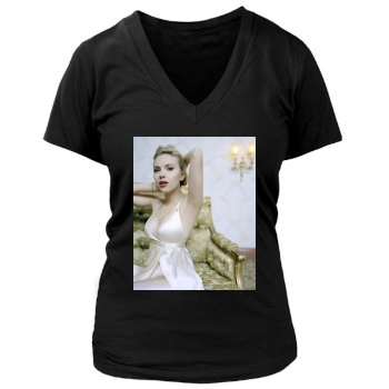 Scarlett Johansson Women's Deep V-Neck TShirt