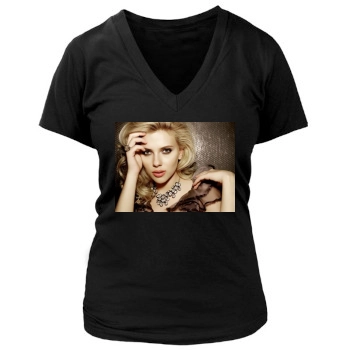 Scarlett Johansson Women's Deep V-Neck TShirt