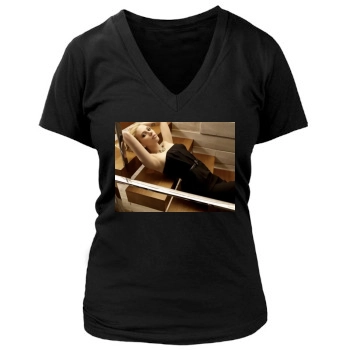 Scarlett Johansson Women's Deep V-Neck TShirt