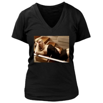 Scarlett Johansson Women's Deep V-Neck TShirt