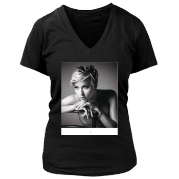 Scarlett Johansson Women's Deep V-Neck TShirt