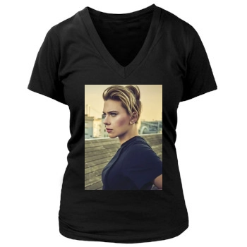 Scarlett Johansson Women's Deep V-Neck TShirt