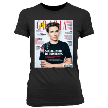 Scarlett Johansson Women's Junior Cut Crewneck T-Shirt