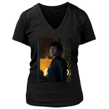 Scarlett Johansson Women's Deep V-Neck TShirt