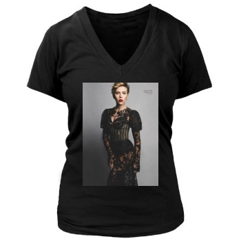 Scarlett Johansson Women's Deep V-Neck TShirt