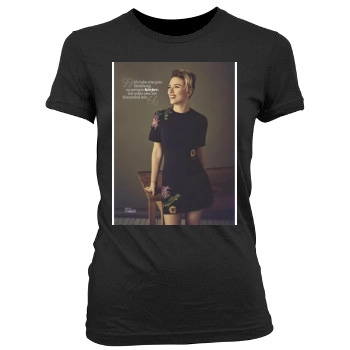 Scarlett Johansson Women's Junior Cut Crewneck T-Shirt